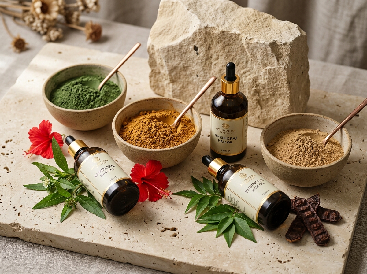Ayurvedic Hair Care Oils and Organic Henna Indigo Powders